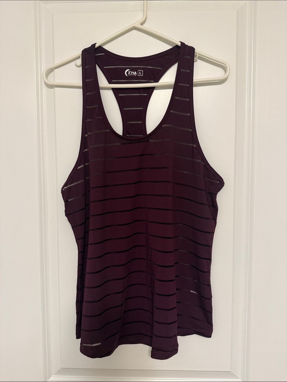 Zyia Deep Plum Striped Racerback Tank Top